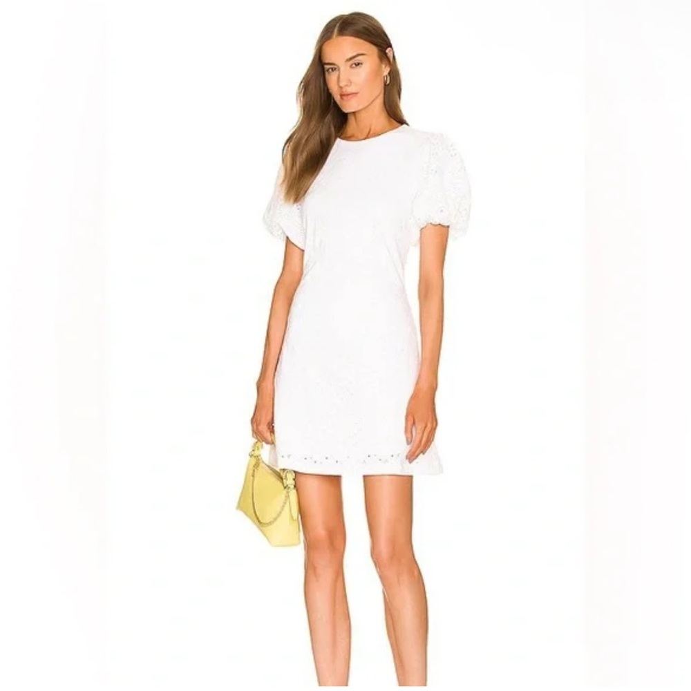 FREE PEOPLE Apricot Rose Mini Dress Lace Eyelet‎ Open Back in White Size Medium
